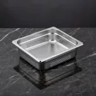 GN edény, 2/3 65 mm, perforált, rozsdamentes