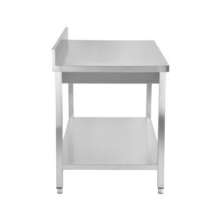 Rm. munkaasztal alsó polccal, hátsó felhajtással (100 mm), 1000×600×850 mm, lapra szerelt