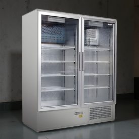 Üvegajtós hűtővitrin Inox 800 literes