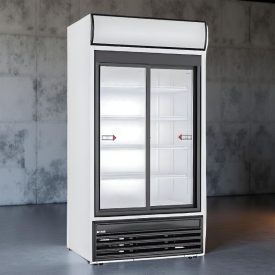 Csúszó üvegajtós, felépítményes hűtővitrin