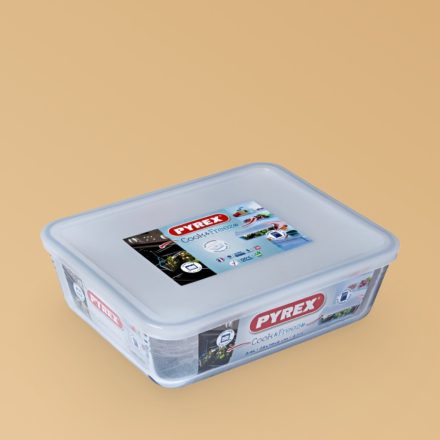 Téglalap sütőtál műanyag tetővel, 25×19×8 cm, 2,6 l, Cook&Freeze