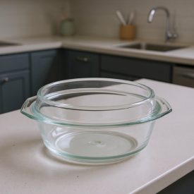 Simax Hőálló jénai tál fedővel kerek 2,5+1,2 liter