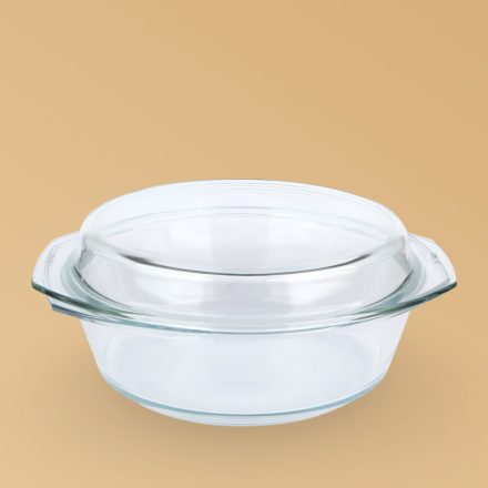 Simax Hőálló jénai tál fedővel kerek 2,5+1,2 liter