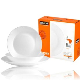   Zelie fehér étkészlet, 18 részes, temperált, kerek, üveg