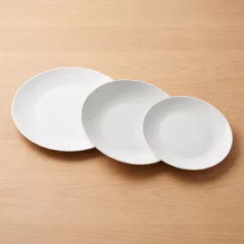   Zelie fehér étkészlet, 18 részes, temperált, kerek, üveg