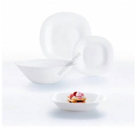 Carine fehér étkészlet, 19 részes, szögletes, üveg