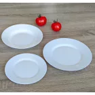 Plumi fehér étkészlet, 18 részes, temperált, kerek, üveg