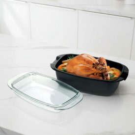   Tapadásmentes sütőedény, hőálló fedővel, 39×22 cm, Premium