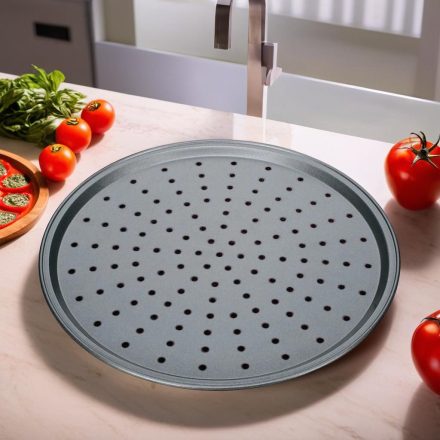 Pizzaforma, perforált, 32 cm, tapadásmentes, Delícia