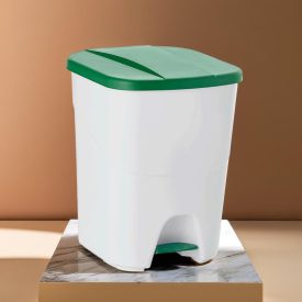 Pedálos szemetes, 40 l, polipropilén, zöld tető