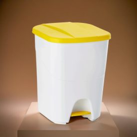 Pedálos szemetes, 40 l, polipropilén, sárga tető