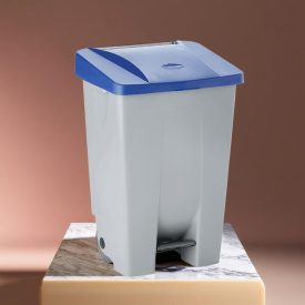 Pedálos szemetes, 80 l, polietilén, kék tető