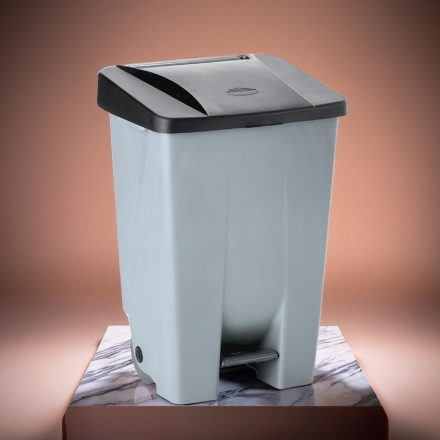 Pedálos szemetes, 80 l, polietilén, fekete tető