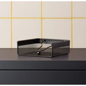 Szalvétatartó, fém, 19×19×6,5 cm, porszórt fekete