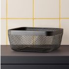 Gyümölcskosár, fémkosár, 24,5×24,5×11 cm, porszórt fekete