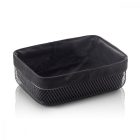 Kosár pamutbéléssel, fém, 27,5×20×8,5 cm, porszórt fekete