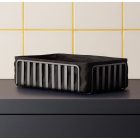 Kenyérkosár pamutbéléssel, fém, 28,5×18,5×8 cm, porszórt fekete