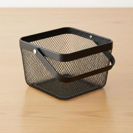 Négyszög gyümölcskosár, 24 cm, porszórt fekete