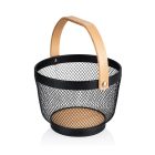 Fém gyümölcskosár, 24 cm, porszórt fekete