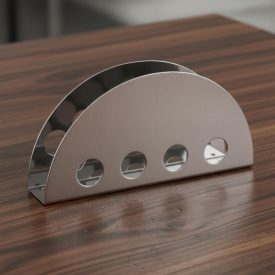 Szalvétatartó, 14×2,5×7 cm, félkör, rozsdamentes