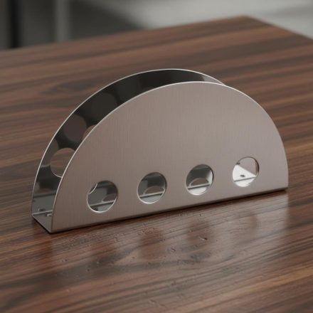 Szalvétatartó, 14×2,5×7 cm, félkör, rozsdamentes