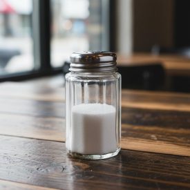 Sószóró, 3,5×7 cm, üveg, egyenes oldalú