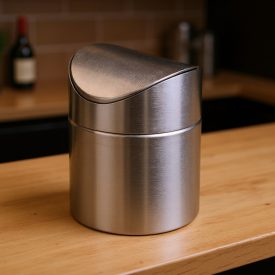 Asztali szemetes billenő fedéllel, 12×16 cm, rozsdamentes