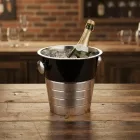 Pezsgősvödör, 4,5 l, porszórt fekete-ezüst, rozsdamentes