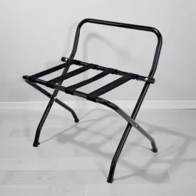   Bőröndtartó falvédővel, 71×47×46 cm, összecsukható, fekete