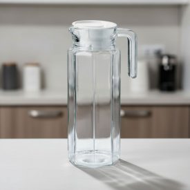 Kancsó műanyag tetővel, 1 liter, üveg