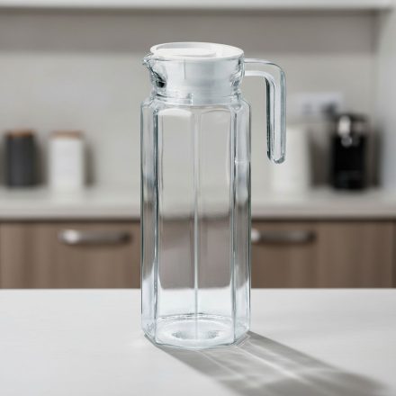 Kancsó műanyag tetővel, 1 liter, üveg