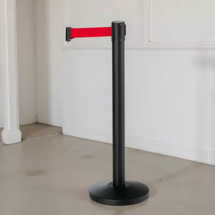 Kordonoszlop, fekete, 2 m piros szalag, Lightflex
