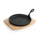 Tálalóserpenyő, 22 cm, öntöttvas, fa alátéttel