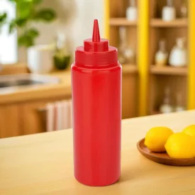 Szósznyomó palack, 9,5 dl piros, műanyag