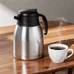 Termosz, 1,5 liter, 22 cm magas, rozsdamentes