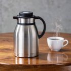 Termosz, nyomógombos, 2,5 liter, 29,5 cm magas, rozsdamentes