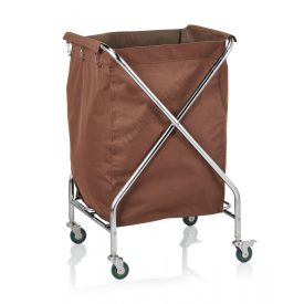 Szennyesgyűjtő kocsi, 61×61×98,5 cm, barna