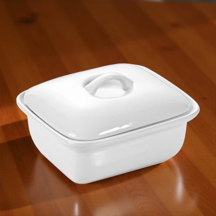 Vajtartó fedővel, 13×11×3,5 cm, porcelán