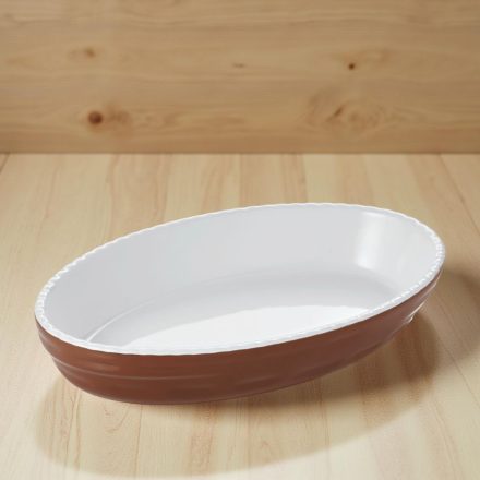 Sütőtál, 28×17×5 cm, ovális, barna, porcelán