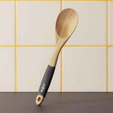 Szervírozókanál, 30,5 cm, szilikonnyél, akácfa, Let's Cook