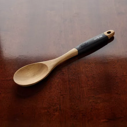 Szervírozókanál, 30,5 cm, szilikonnyél, akácfa, Let's Cook