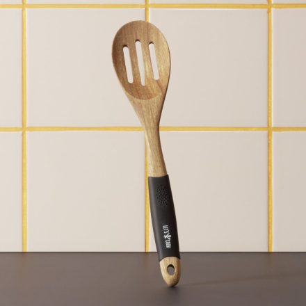 Szervírozókanál, perforált, 30,5 cm, szilikon nyél, akácfa, Let's Cook