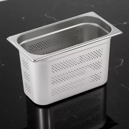 GN edény, 1/3 200 mm, perforált, rozsdamentes