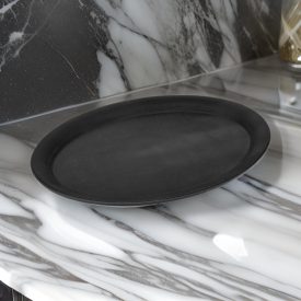   Kávéházi tálca, 29×21 cm, gumirozott csúszásmentes, fekete, polipropilén