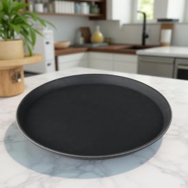   Csúszásmentes tálca, gumirozott, kerek, 45 cm, fekete, polipropilén