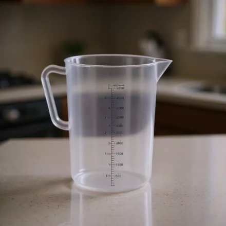 Mérőkancsó, 5 liter, kék skála, polipropilén