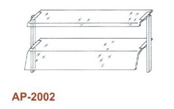 Kétsoros átadó hajlított üveggel, leheletvédővel 1500 mm-es pulthoz AP-2002 1500