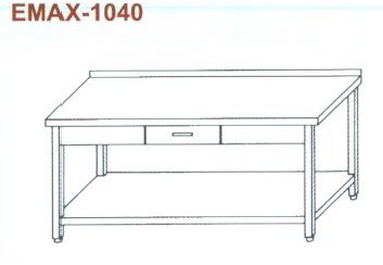 Munkaasztal alsó polccal, 1db fiókkal, hátsó felhajtással Emax-1040 KR 1300×700×850
