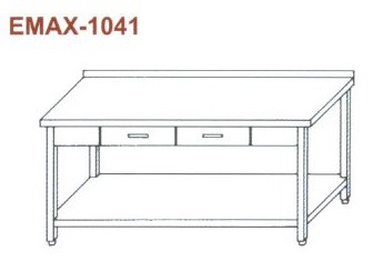 Munkaasztal alsó polccal, 2db fiókkal, hátsó felhajtással Emax-1041 KR 1300×700×850