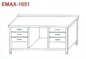 Munkaasztal alsó polccal, 2x3db fiókkal, hátsó felhajtással Emax-1051 KR 1100×700×850